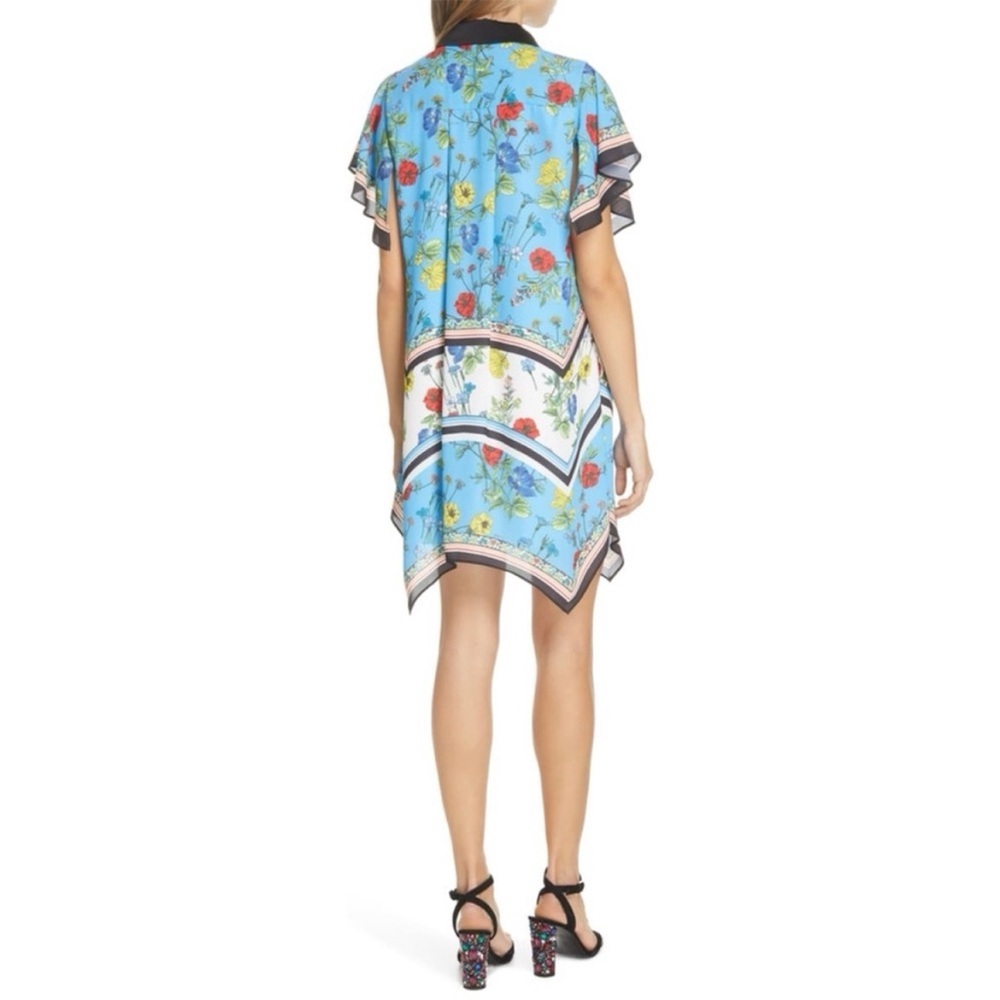 Alice + Olivia Conner Floral Scarf Handkerchief Floral Shirt Dress Size Medium - Picture 5 of 15